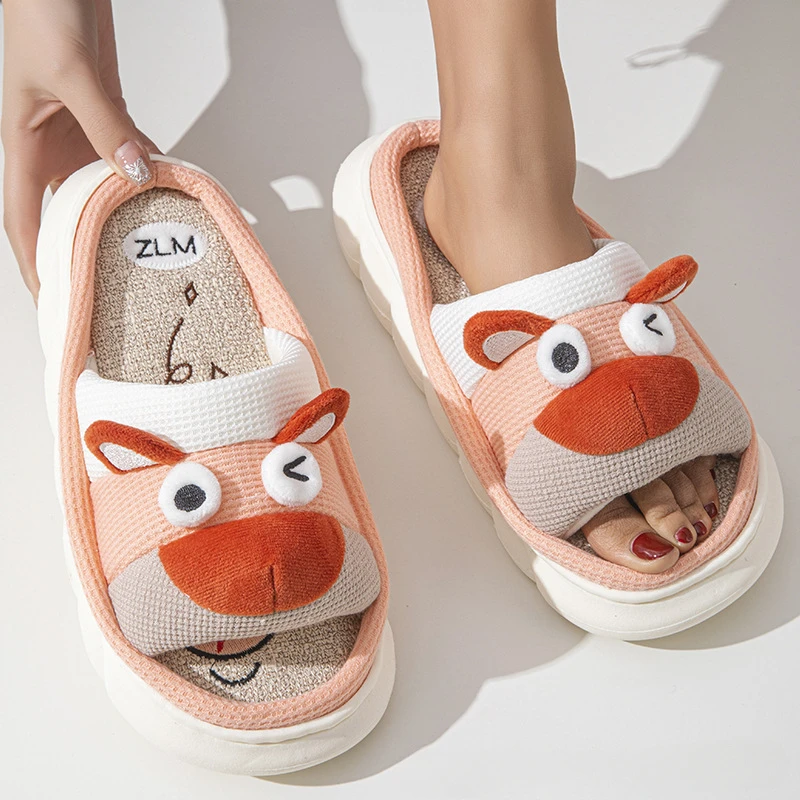Zapatillas de casa con dibujos para niños – transpirable lino y algodón - imagen 4