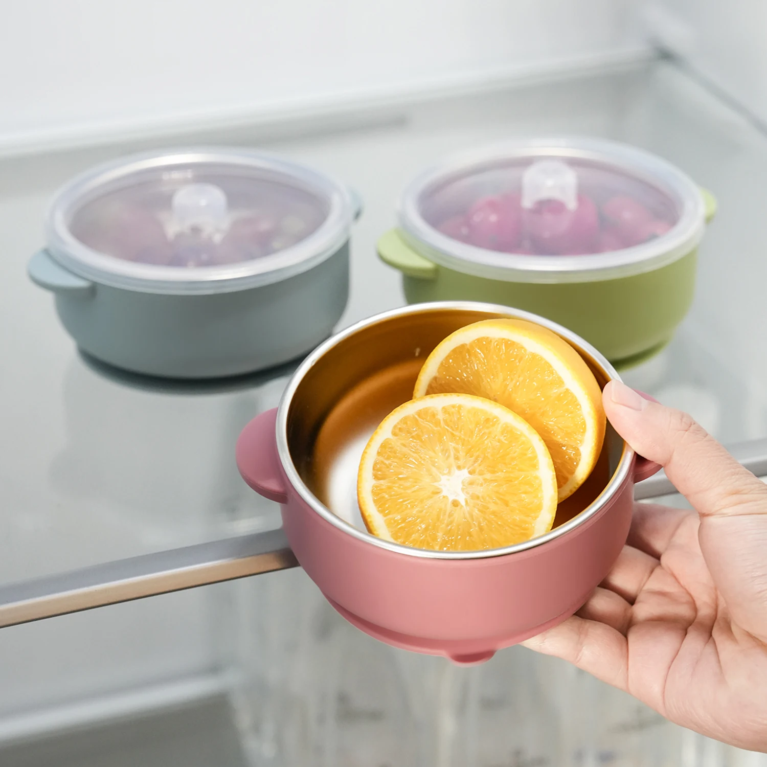 Plato de alimentación bebé: inoxidable sin BPA silicona extraíble
