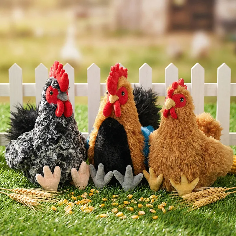 Peluche de pollo con pelo largo, suave dibujo animado para niños - imagen 4