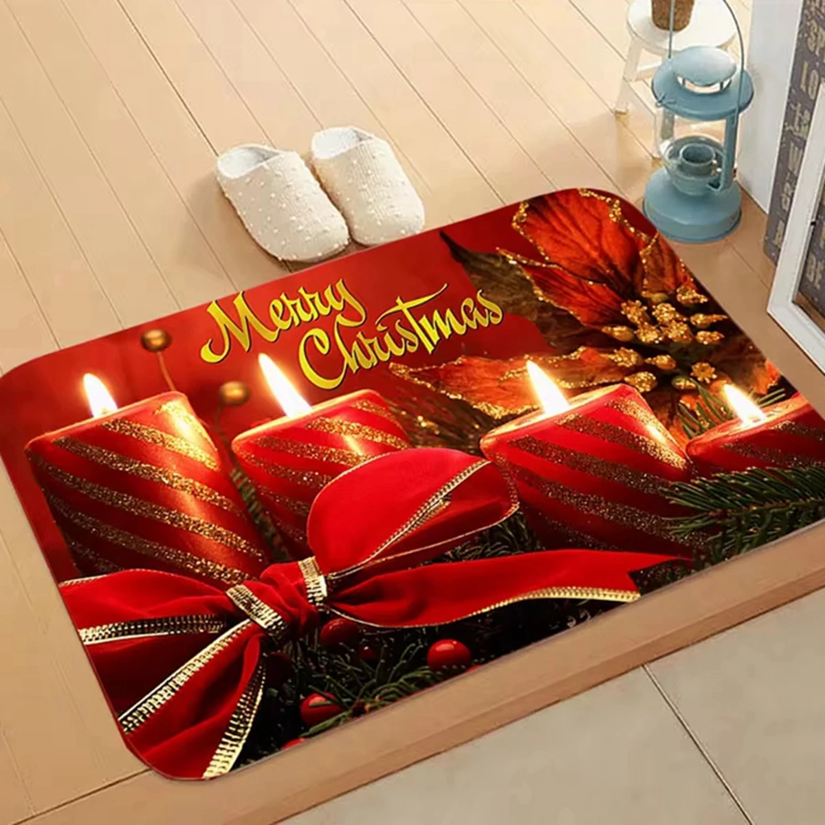 Alfombra antideslizante navideña de Papá Noel para puerta - imagen 2