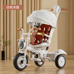 Triciclo para niños con música y carrito de paseo
