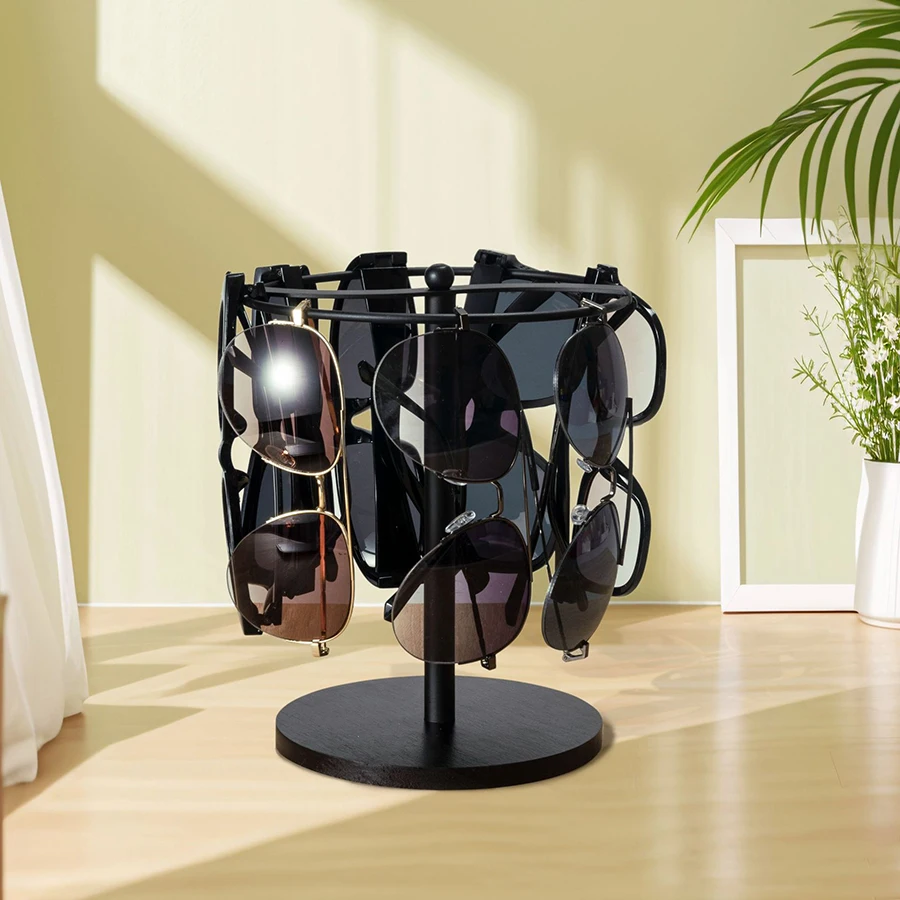 Soporte elegante para gafas de sol con fondo de madera 12 pares - imagen 2