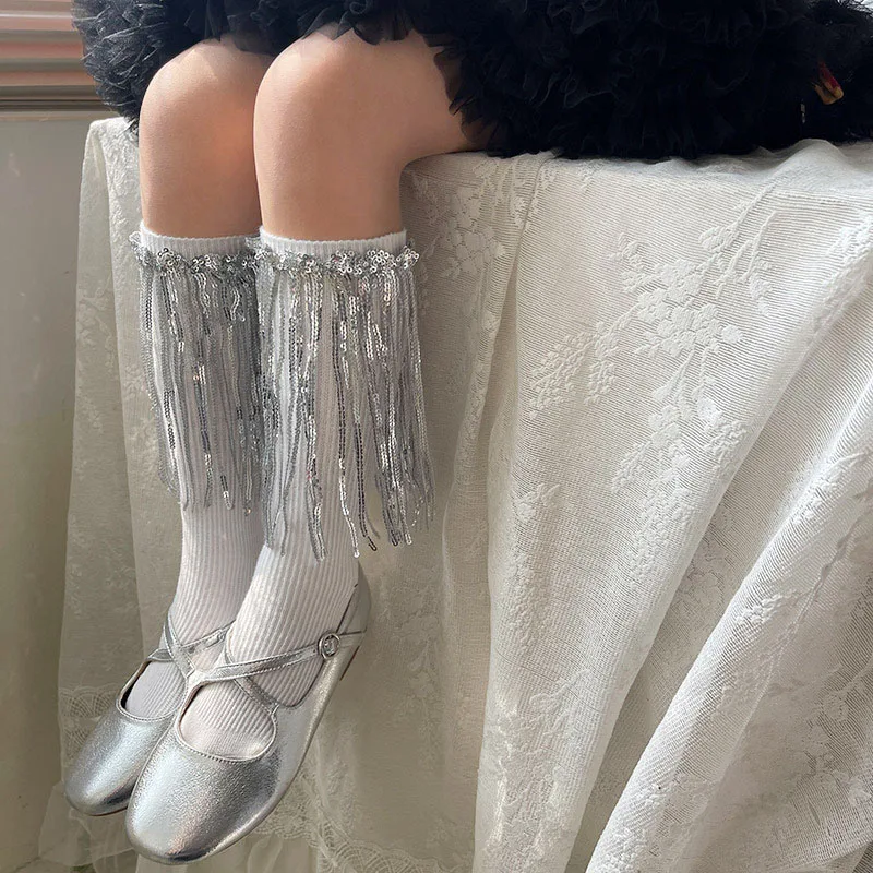 Medias de baile con lentejuelas y flecos para niñas - imagen 3
