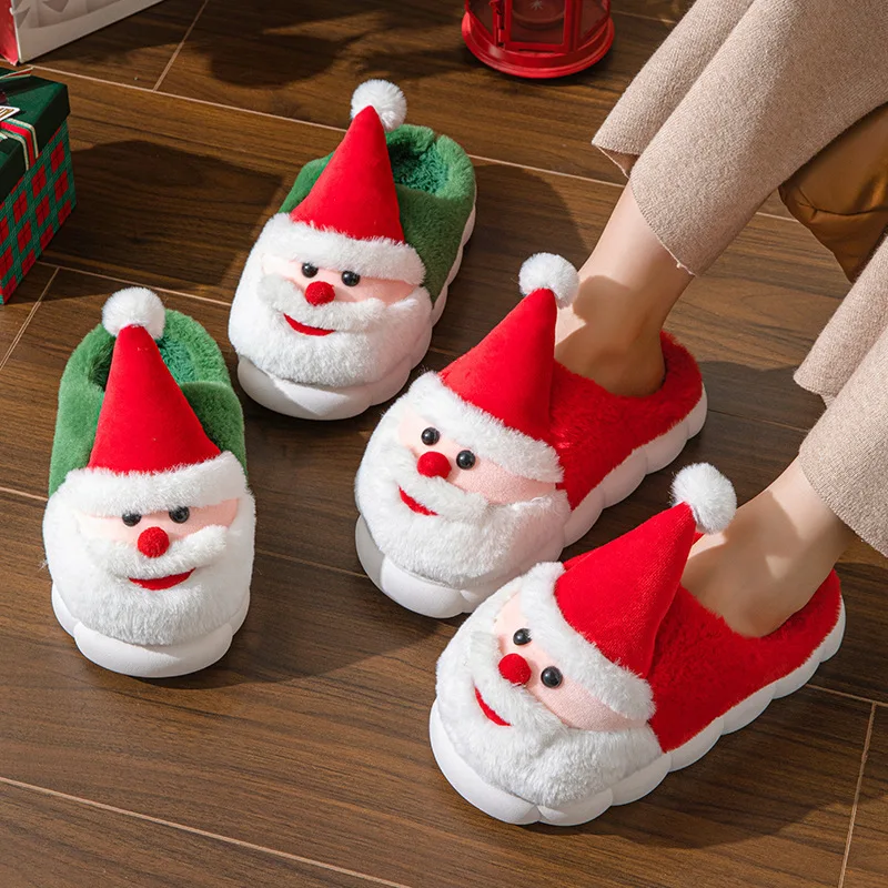Zapatillas de Navidad algodón con suela gruesa para casa - imagen 4