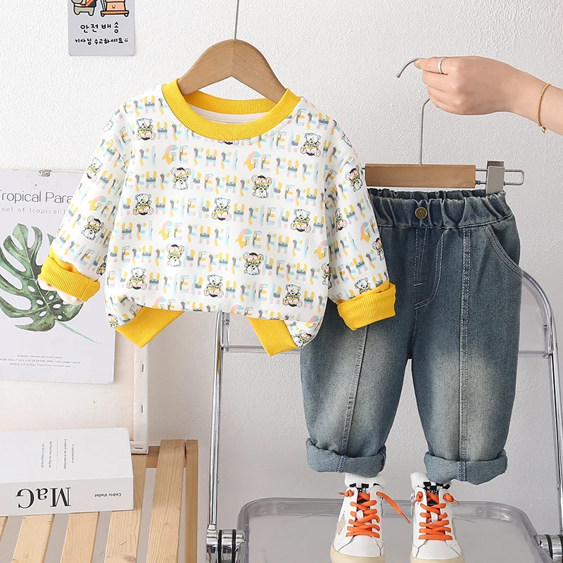 Conjunto de bebé para primavera y otoño con camiseta manga larga