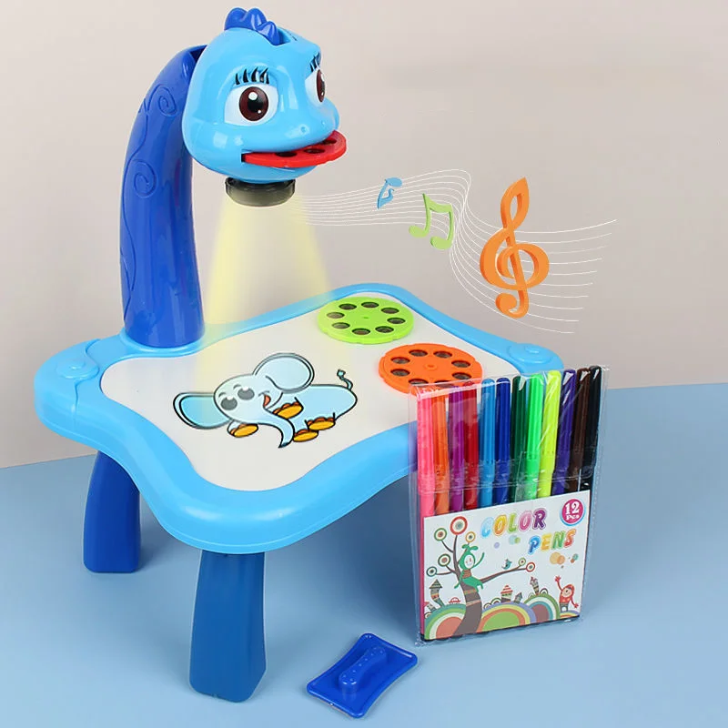 Mesa de dibujo infantil con proyector LED – Tablero artístico para niños - imagen 3