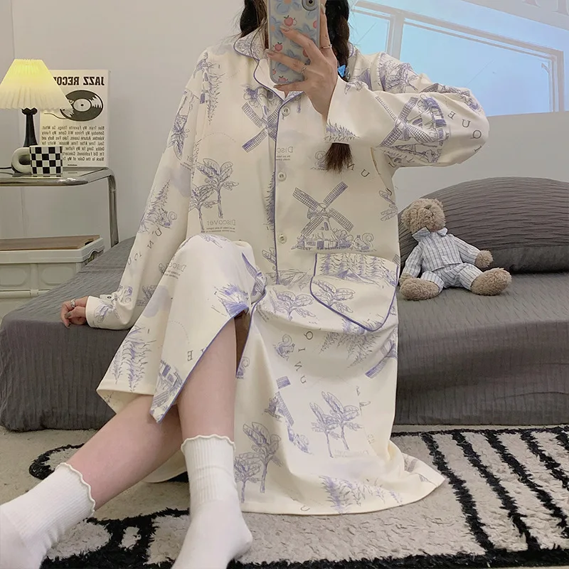 Pijama de lactancia de algodón transpirable para noches premamá