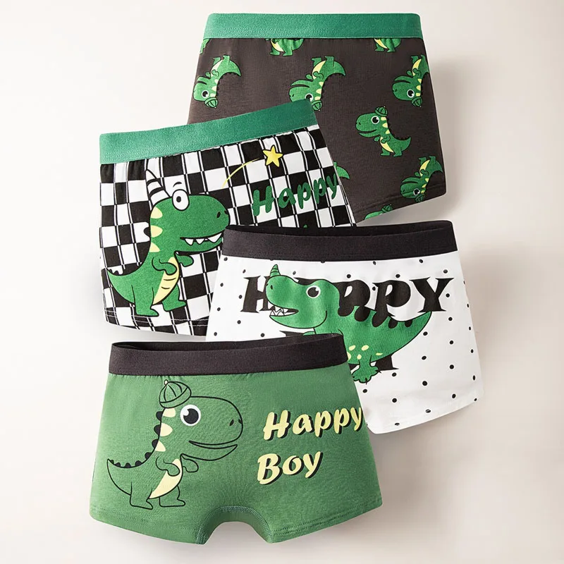 Boxer de algodón con diseño de dinosaurio y coches