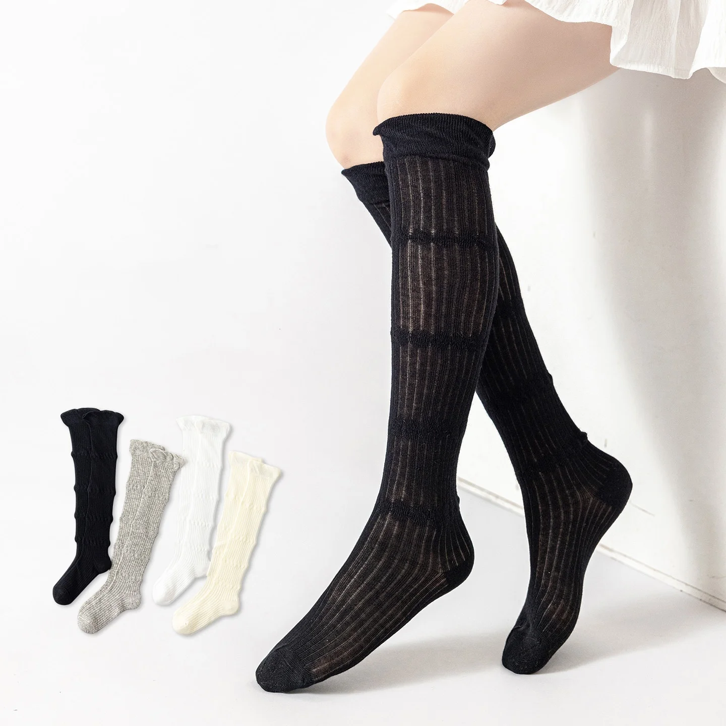 Calcetines finos de verano hasta la rodilla de algodón transpirable - imagen 3