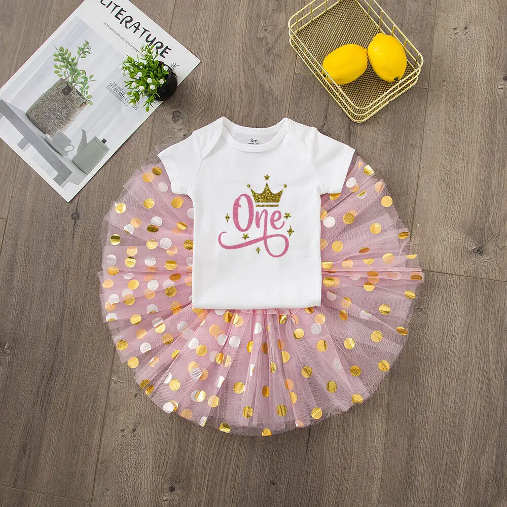 My 1st Birthday Vestido tutú primera cumpleaños niña + pelele - imagen 4