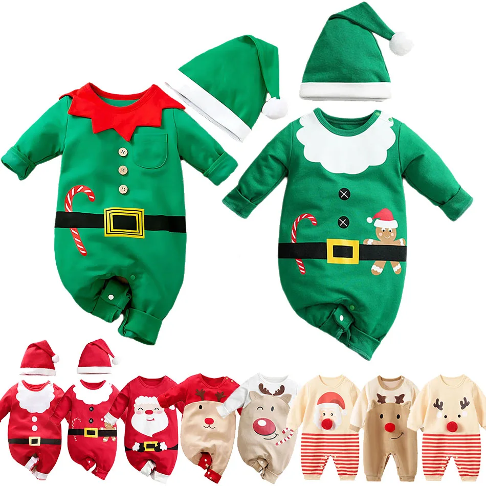 Pelele bebé Papá Noel con sombrero rojo – Moda navideña infantil - imagen 4