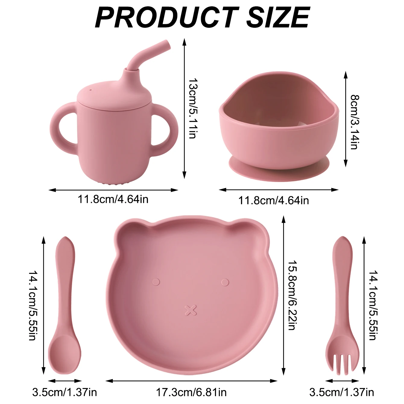 Set de alimentación de bebé silicona con oso de dibujos animados - imagen 2