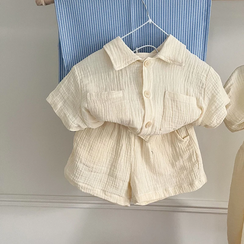 Conjunto veraniego para hermanos - camisa manga corta y shorts