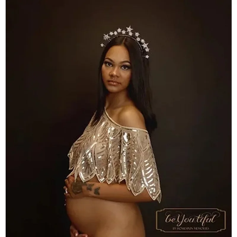 Vestido de lentejuelas para sesión de fotos de bebé con capa brillante