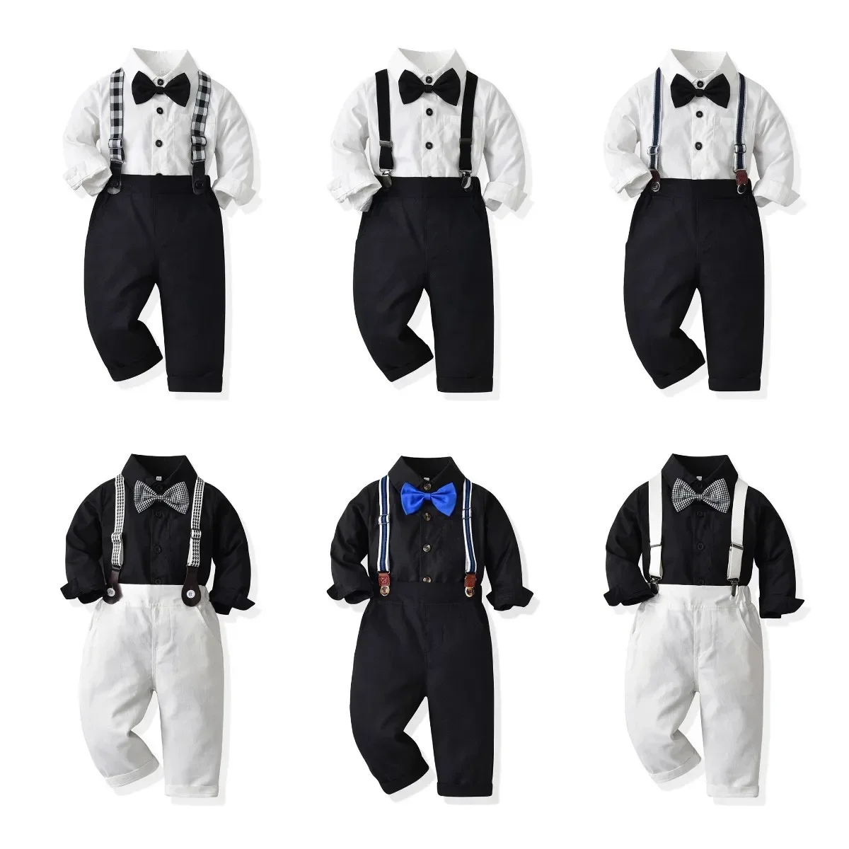 Conjunto pantalón y camisa niño blanco y negro de algodón - imagen 3