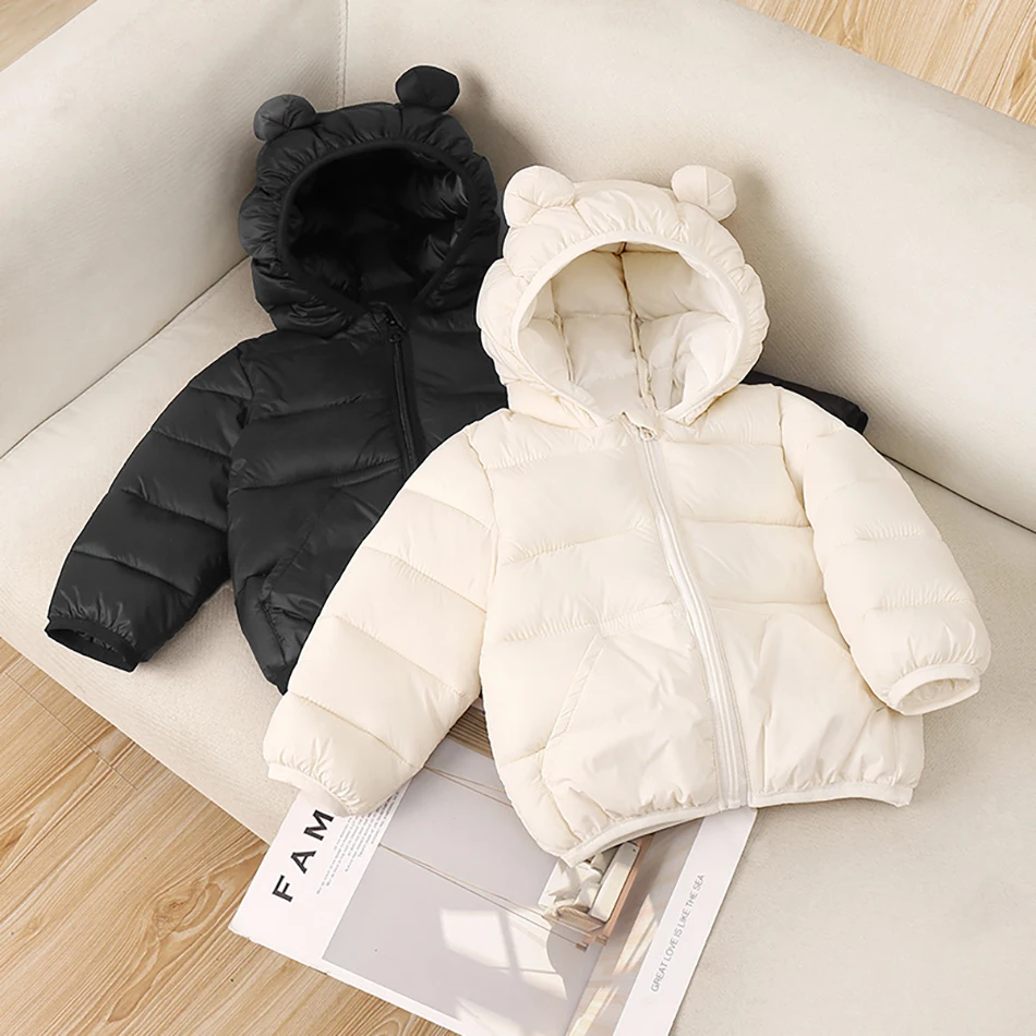 Parka de niña con capucha abrigada y cremallera para invierno - imagen 2