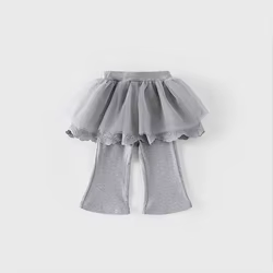 MILANCEL Leggings con falda de malla para niñas – Otoño, color sólido