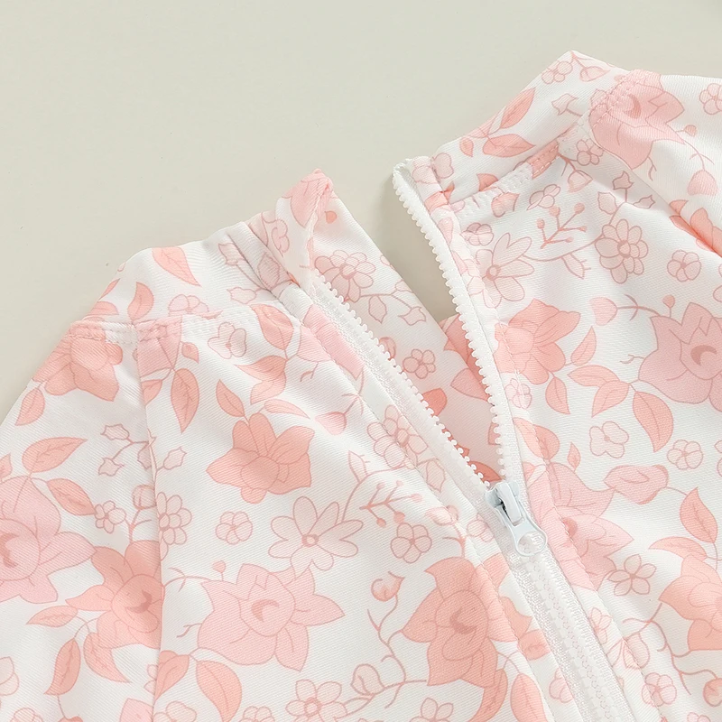 Bañador niña estampado floral, gorro de baño con volantes - imagen 5
