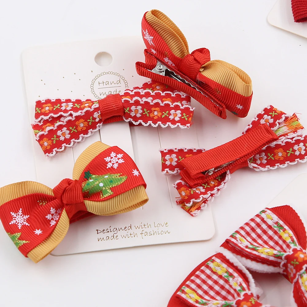 Pinzas de pelo navidad para niña – Set con lazos y flores - imagen 4
