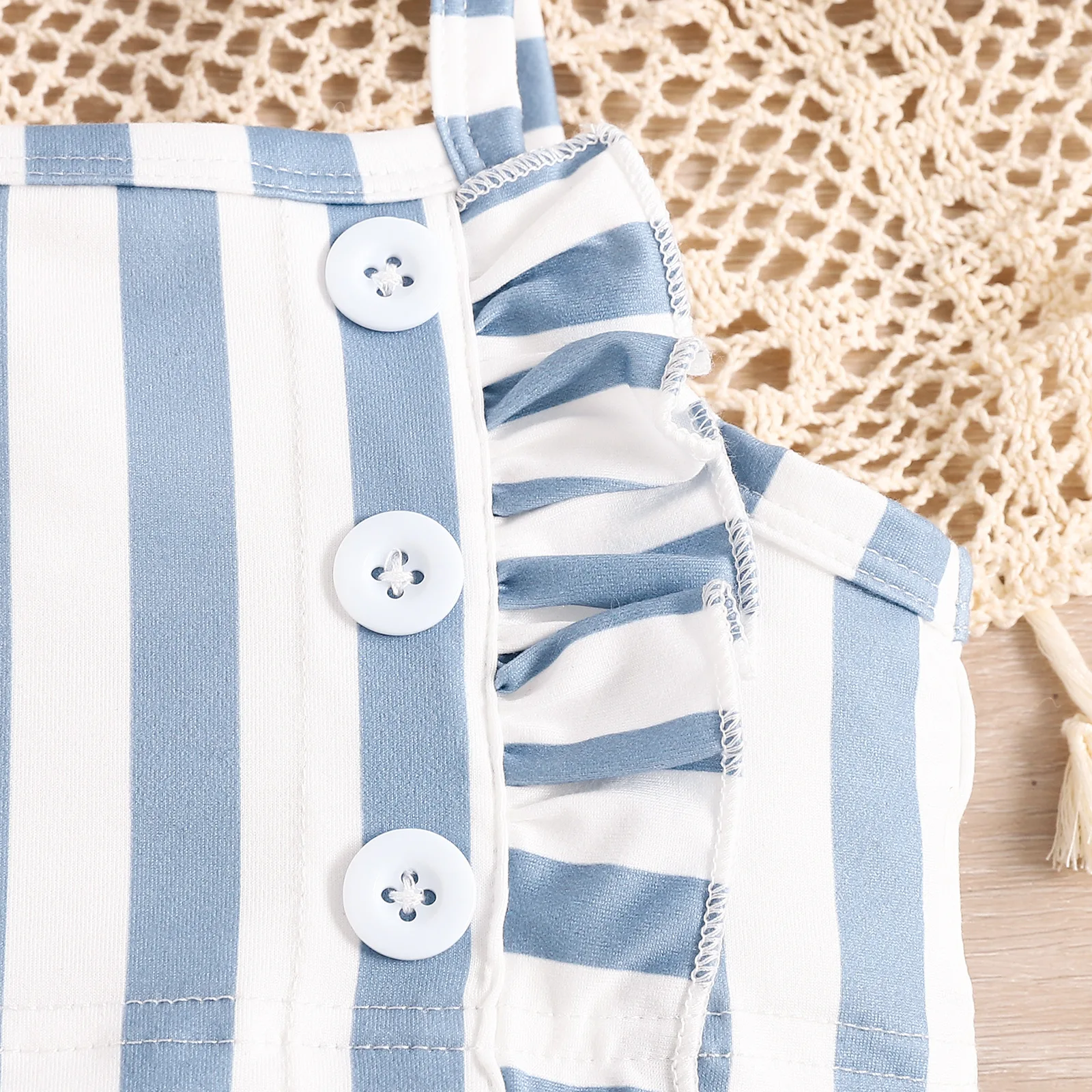 Conjunto verano niña Boutique – Top algodón a rayas sin mangas y shorts – Moda coreana - imagen 3