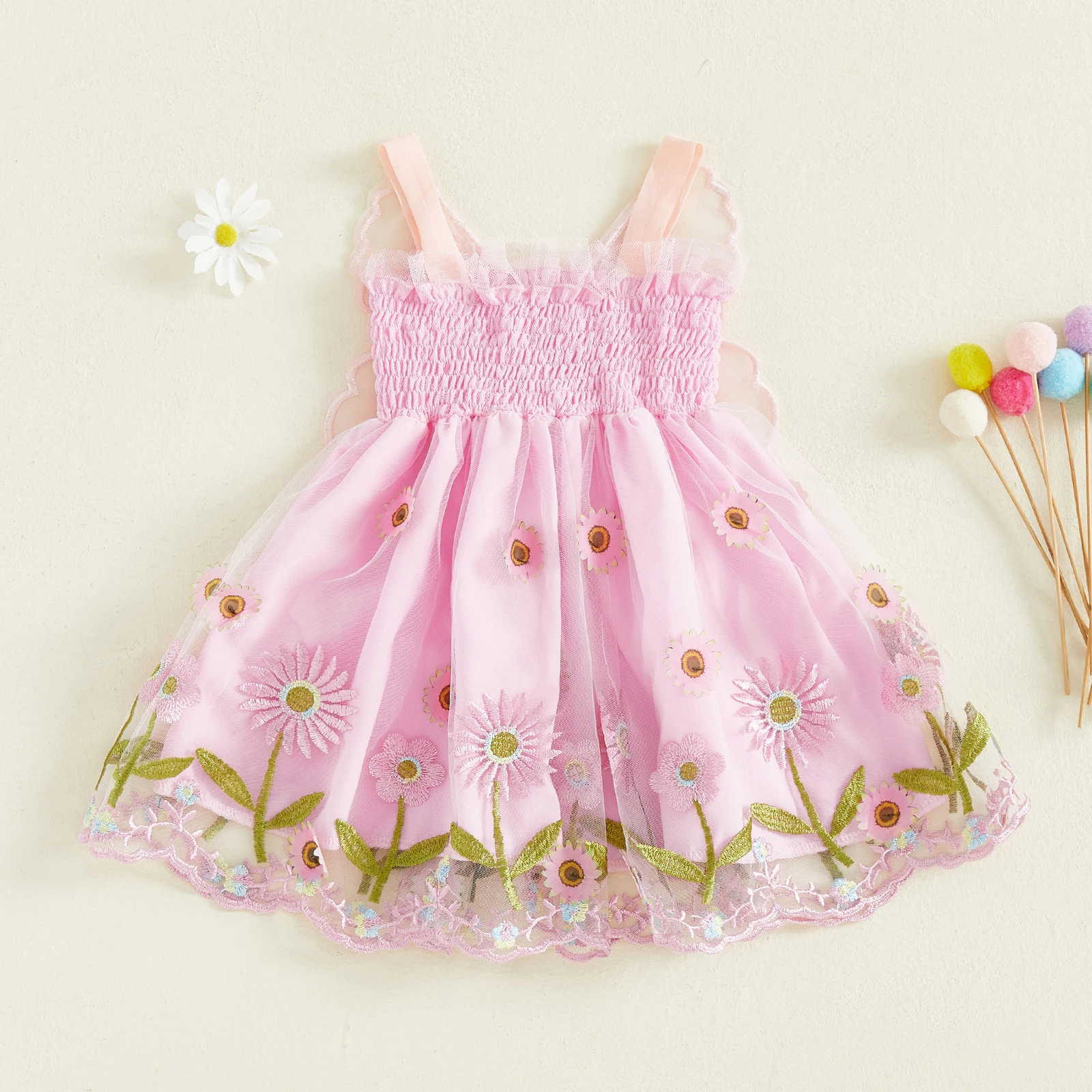 Vestido de princesa sin mangas con lentejuelas y bordado floral - imagen 3