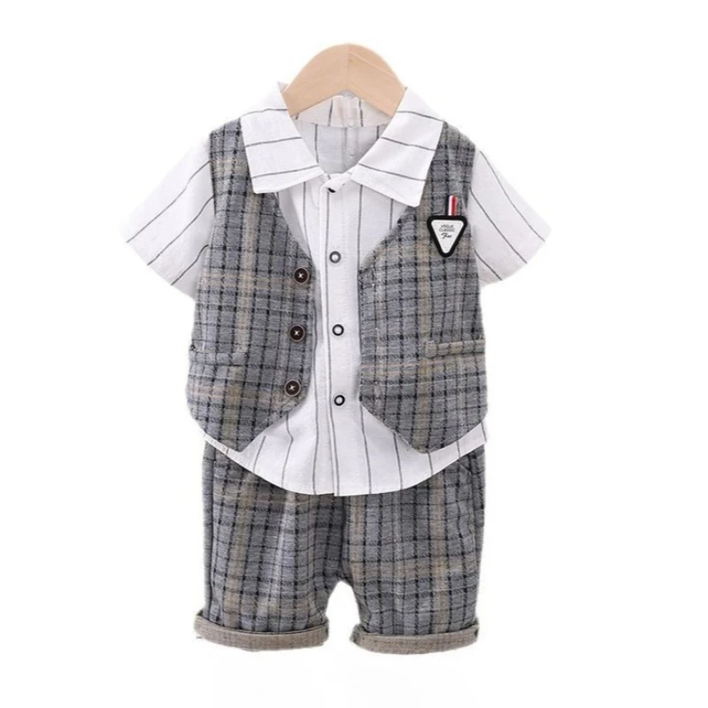 Conjunto de verano para bebé con chaleco a cuadros y shorts - imagen 5