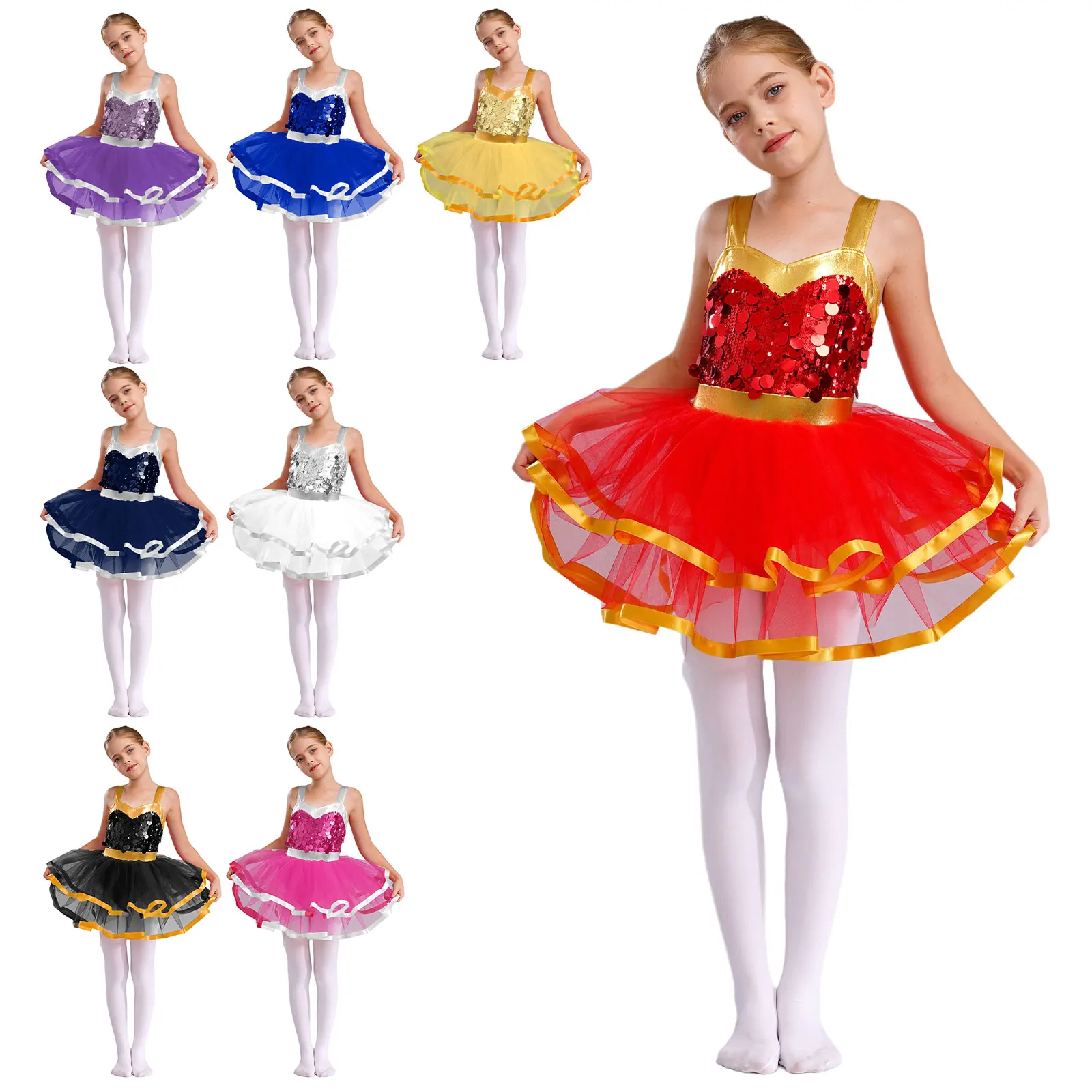 Vestido tutú de ballet con lentejuelas para niña – Baile y gimnasia - imagen 5