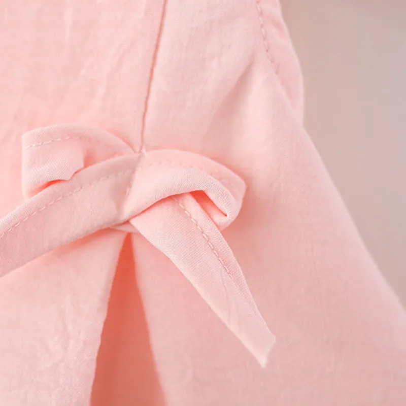 Conjunto niña verano vestido rosa sin mangas con lazo - imagen 2
