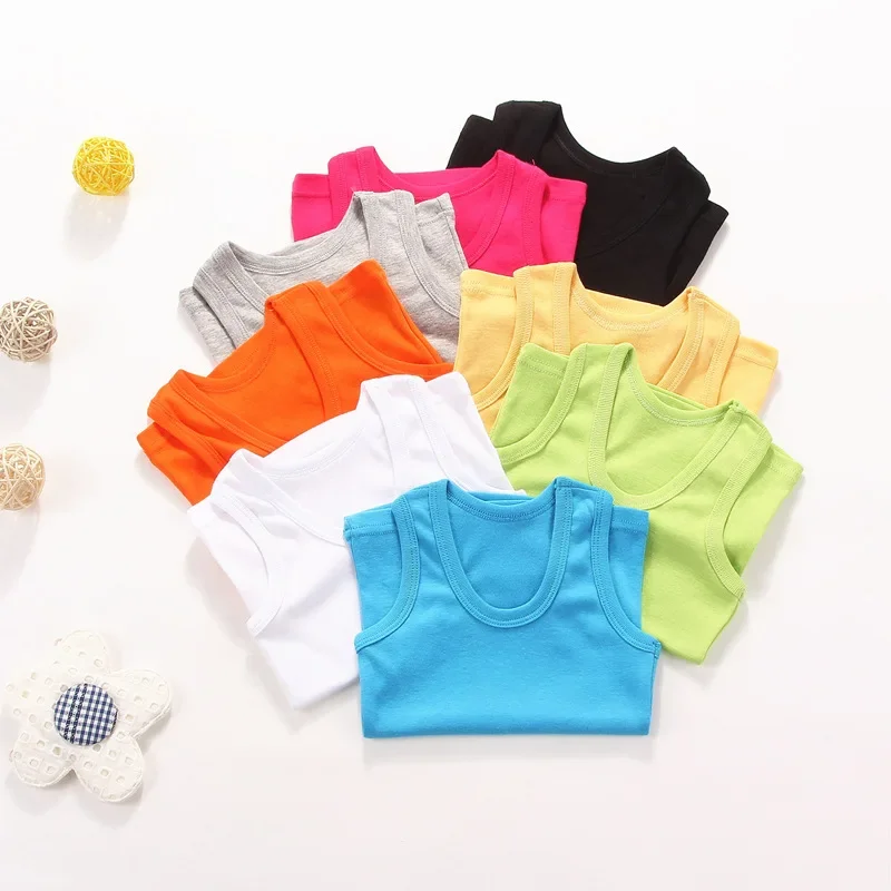 Chaleco infantil de algodón liso para niños y niñas, verano - imagen 3