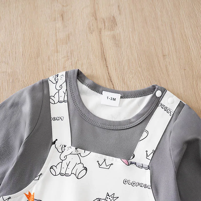 Pijama mono bebé recién nacido manga larga con elefantes - imagen 3