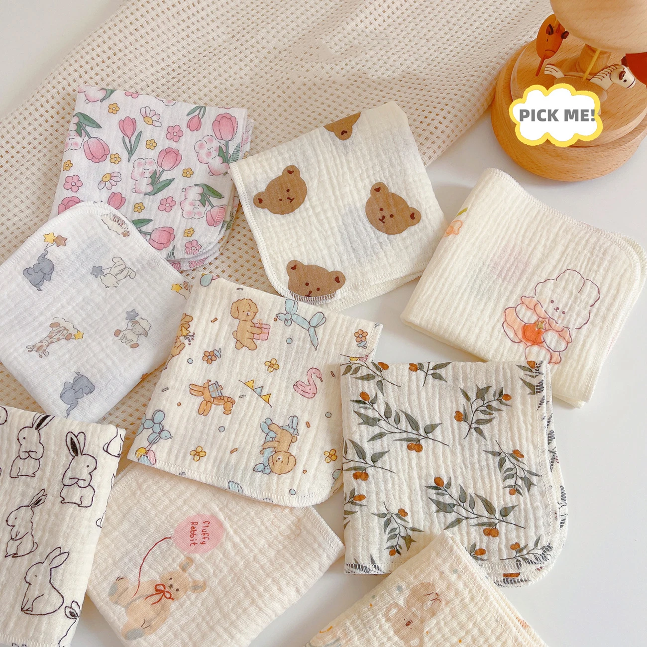Babero de gasa de algodón suave – Estampado infantil