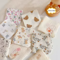 Babero de gasa de algodón suave – Estampado infantil