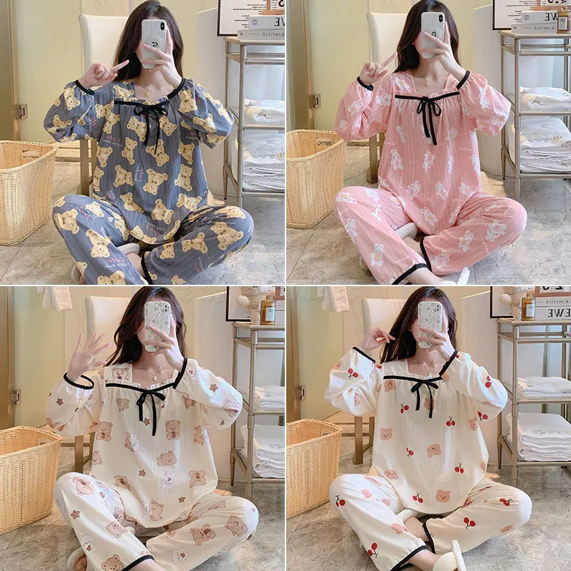 Pijamas de lactancia de manga larga para primavera y verano - imagen 5