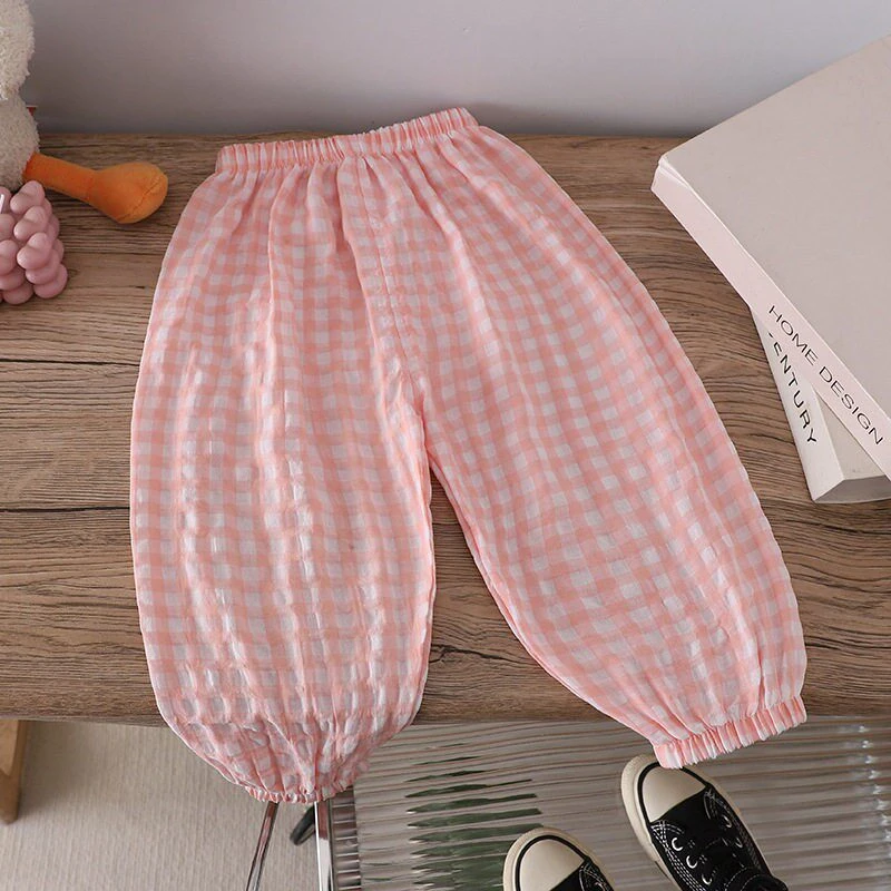 Pantalones antimosquitos a cuadros holgados para niños de verano - imagen 2