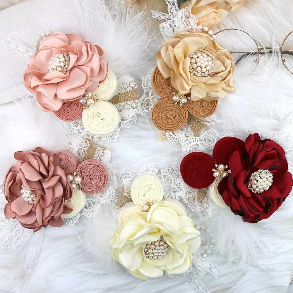 Diadema infantil con lazo de encaje y perlas para niña - imagen 5