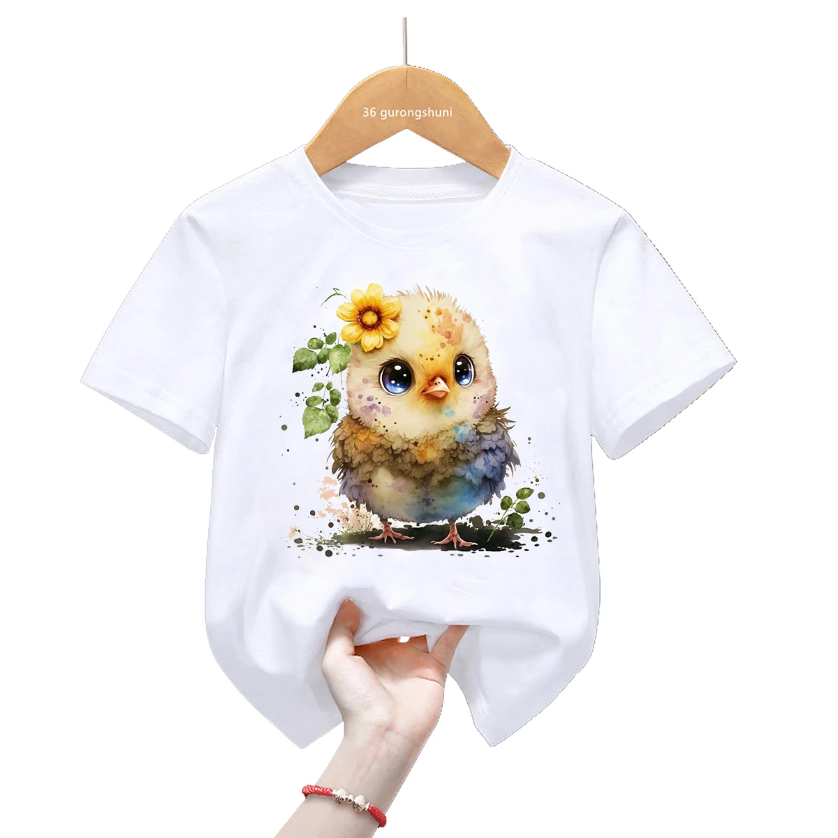 Camiseta infantil de verano con estampado de pollito – Colores pastel - imagen 3