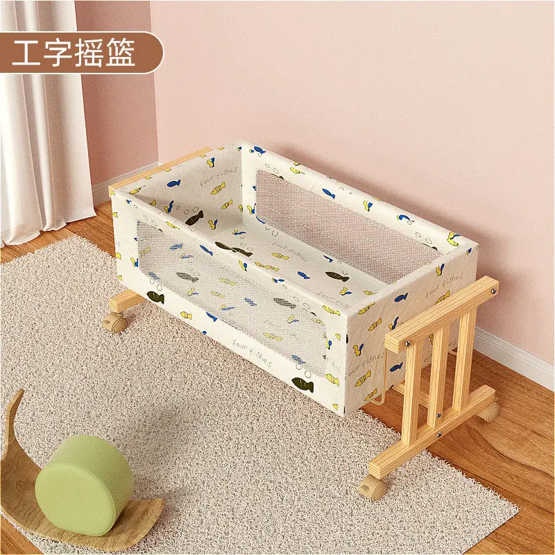 Cuna mecedora de madera maciza para bebé con movimiento - imagen 3