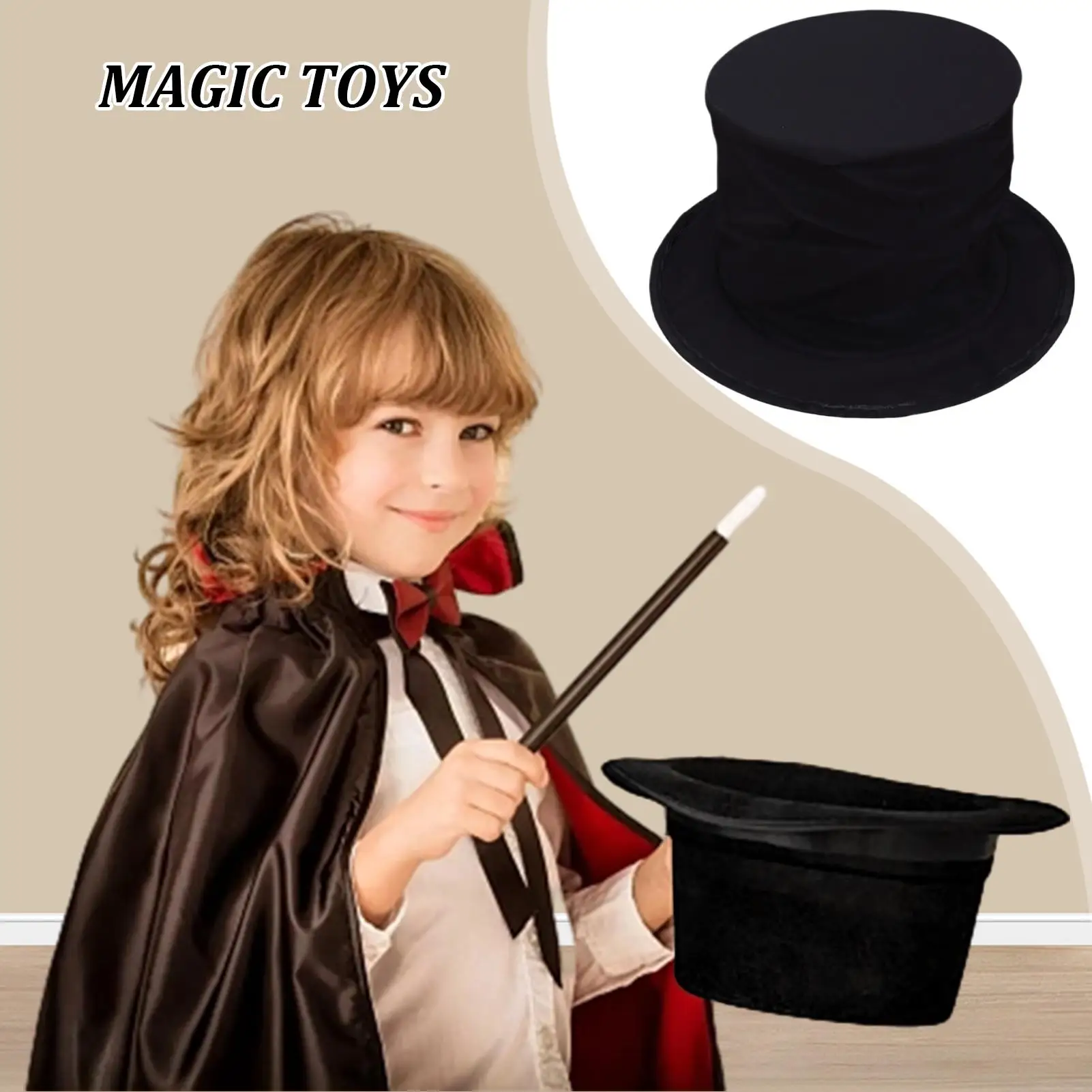 Niña usando el sombrero mientras realiza un gesto mágico, ilustrando el uso práctico en cosplay infantil
