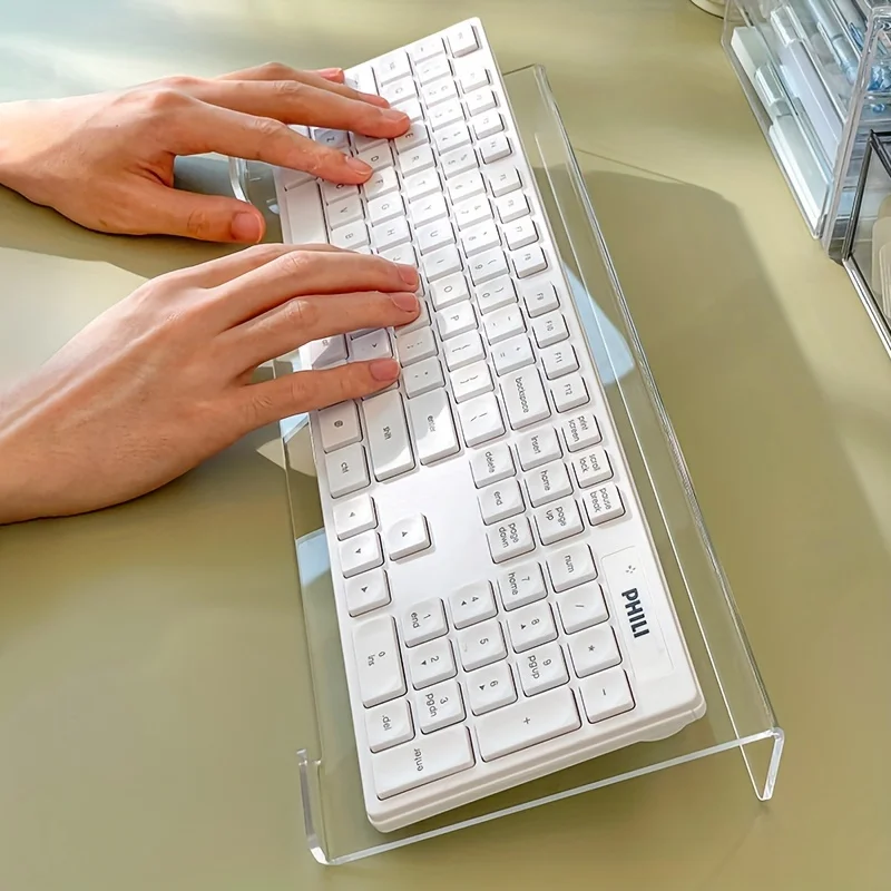 Soporte para teclado acrílico transparente ergonómico inclinable