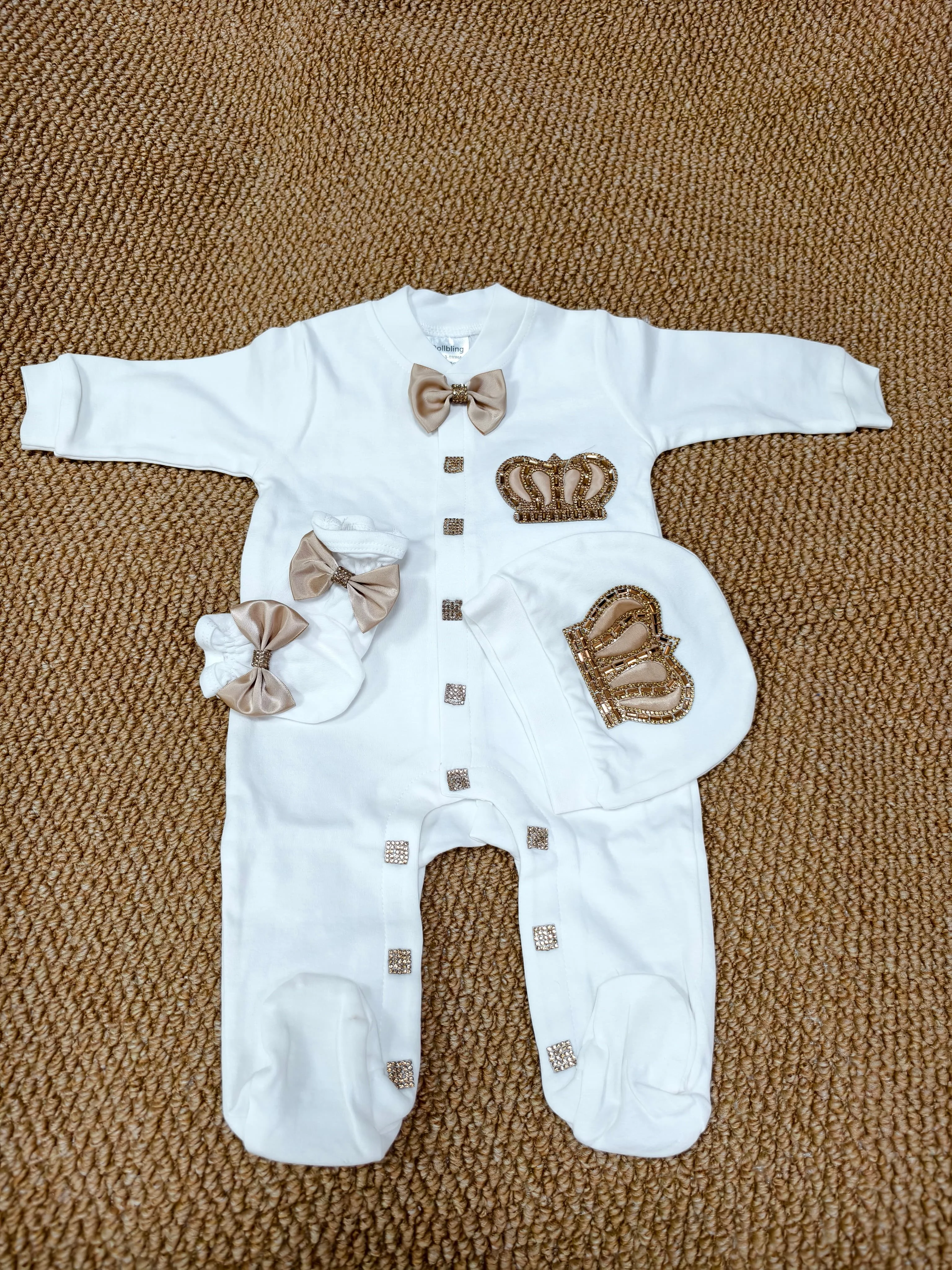 Conjunto de bebé con pelele manga larga y corona de regalo - imagen 4