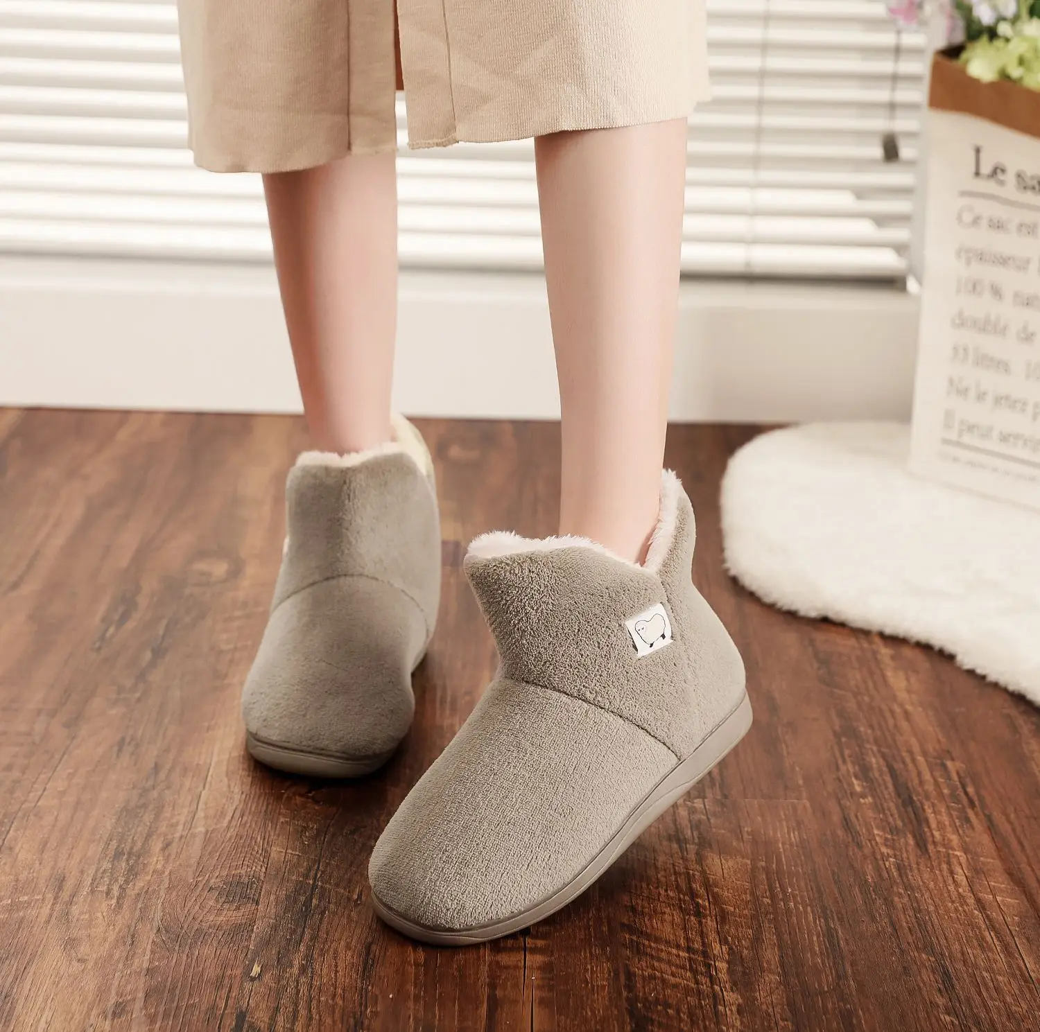 Zapatillas cálidas antideslizantes de casa mujer - imagen 3