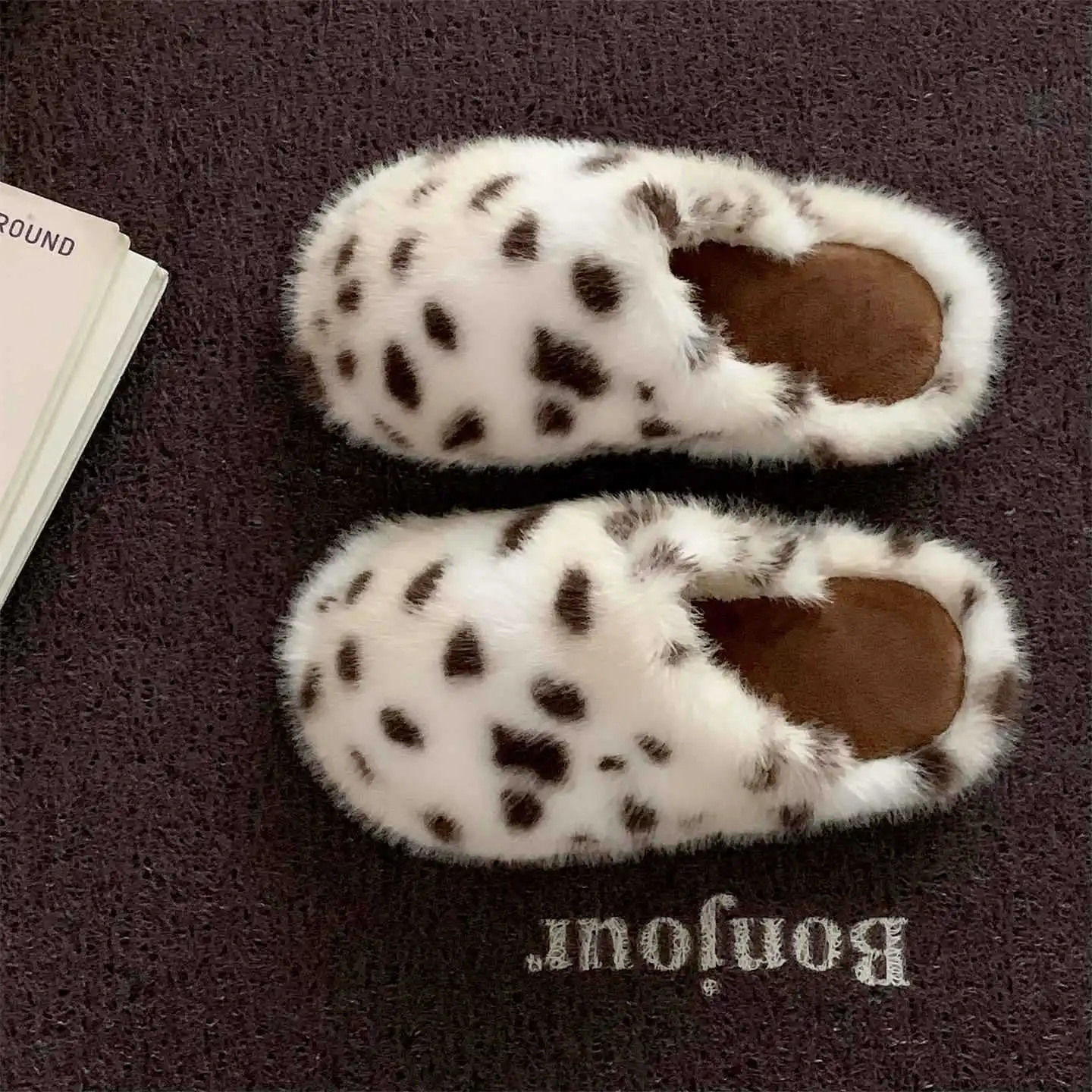 Zapatillas de casa mullidas de piel sintética calientes para niñas - imagen 3