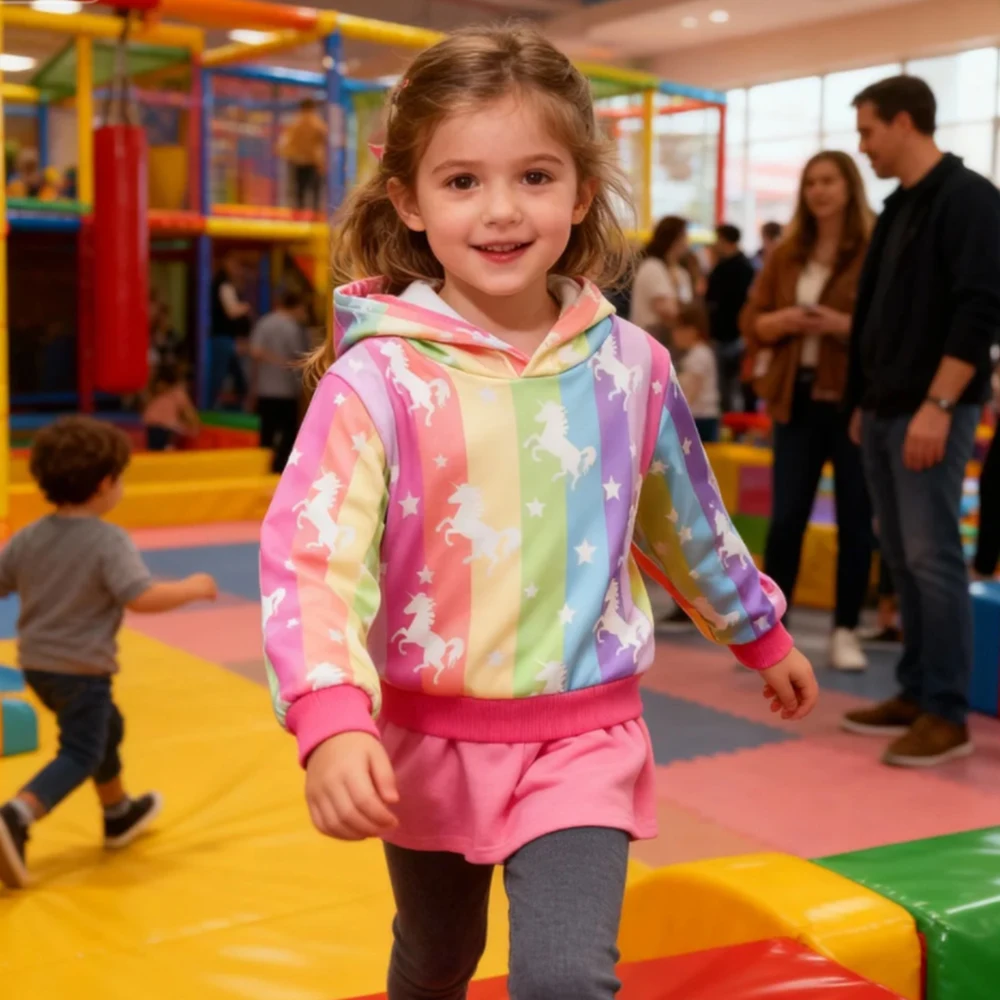 Detalle del tejido a rayas de la sudadera infantil DXTON