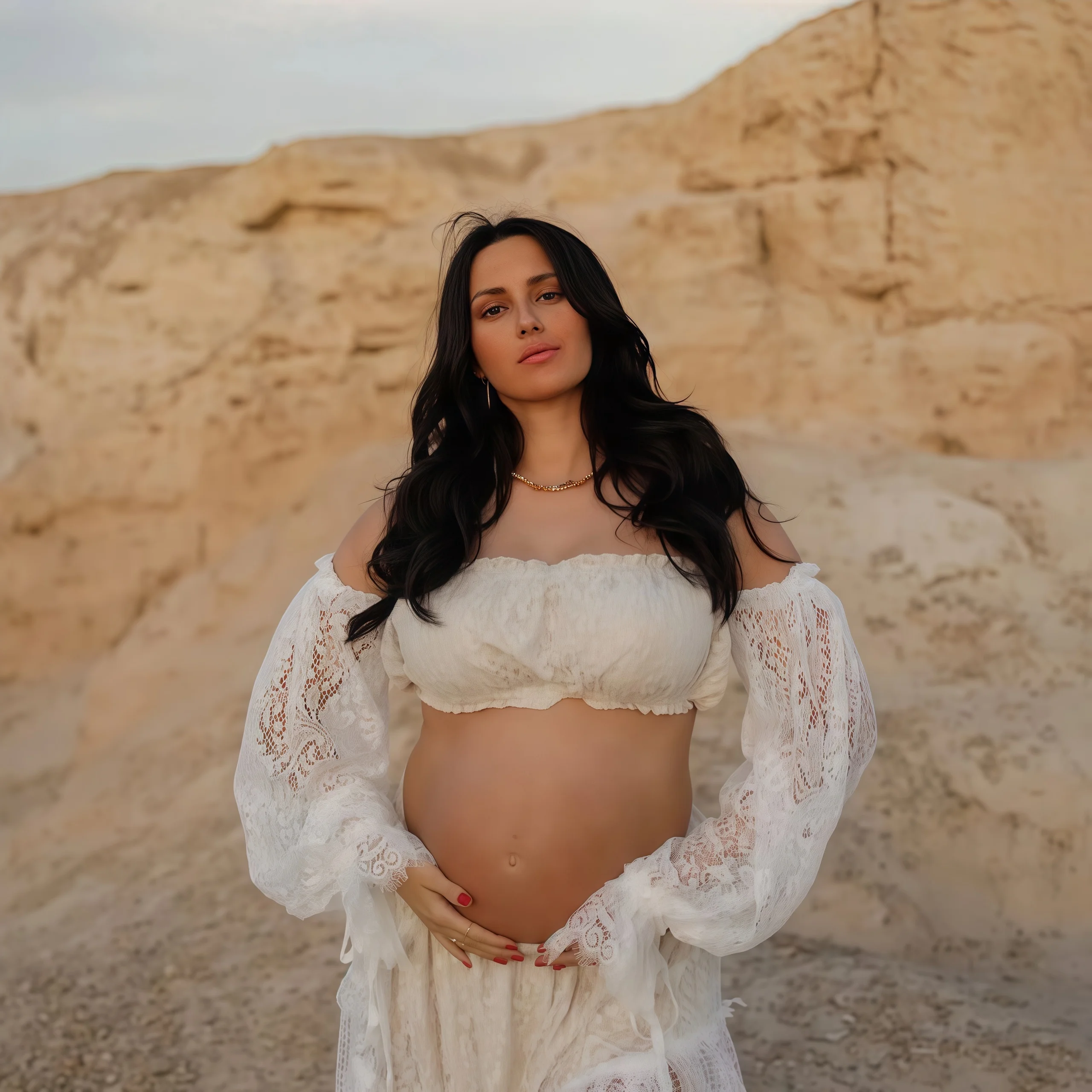 Conjunto de dos piezas de encaje para sesión de fotos de maternidad