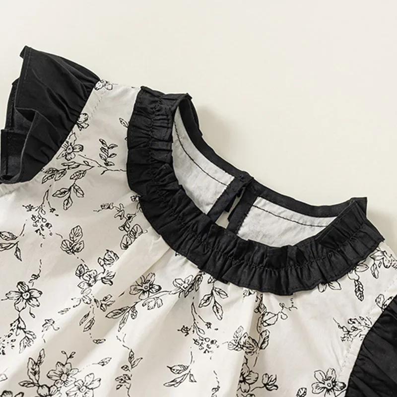 Conjunto verano niña: top sin mangas floral y pantalón corto negro - imagen 5