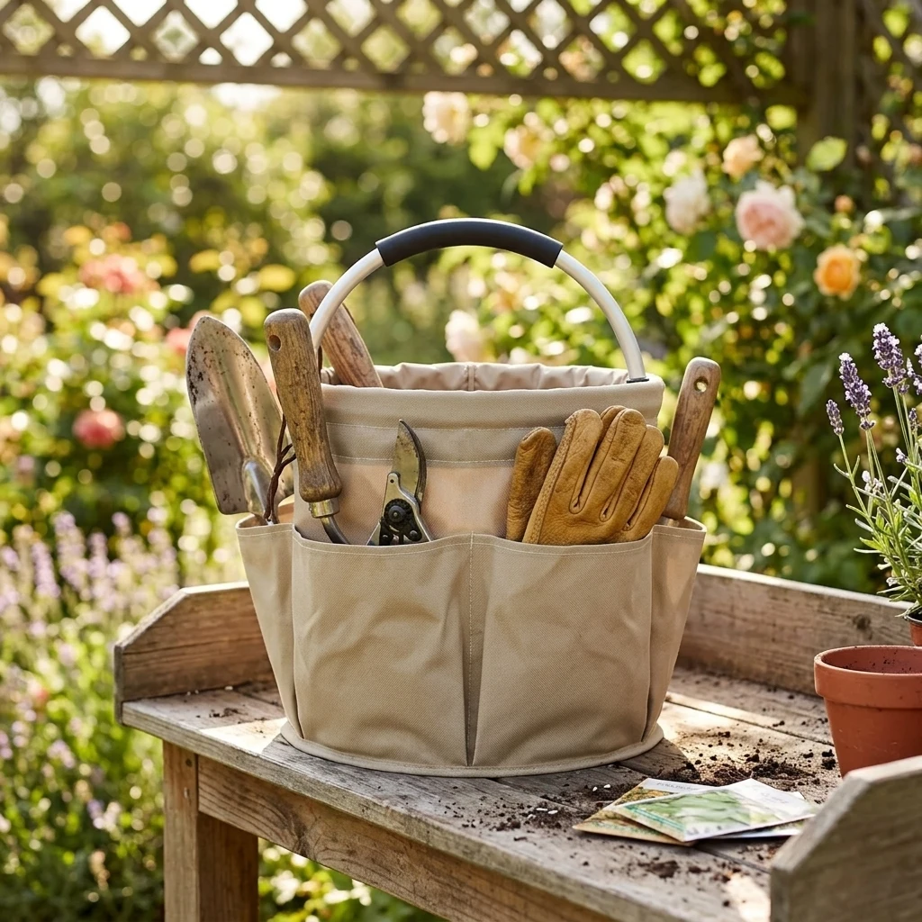 Cesta de almacenamiento plegable Oxford con asa para jardín - imagen 5