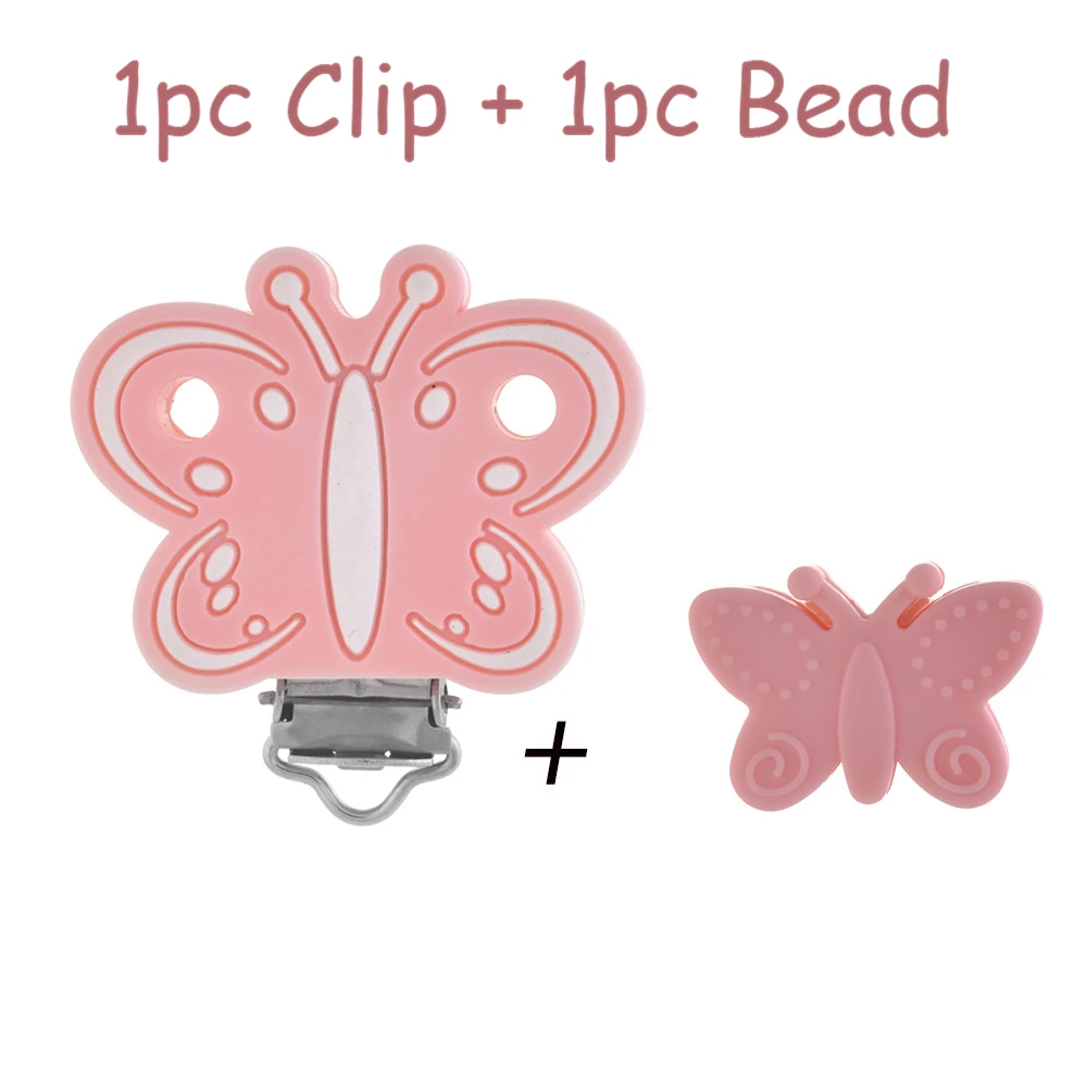 Clips de silicona mariposa para cadena de chupete – Sin BPA, calidad alimentaria