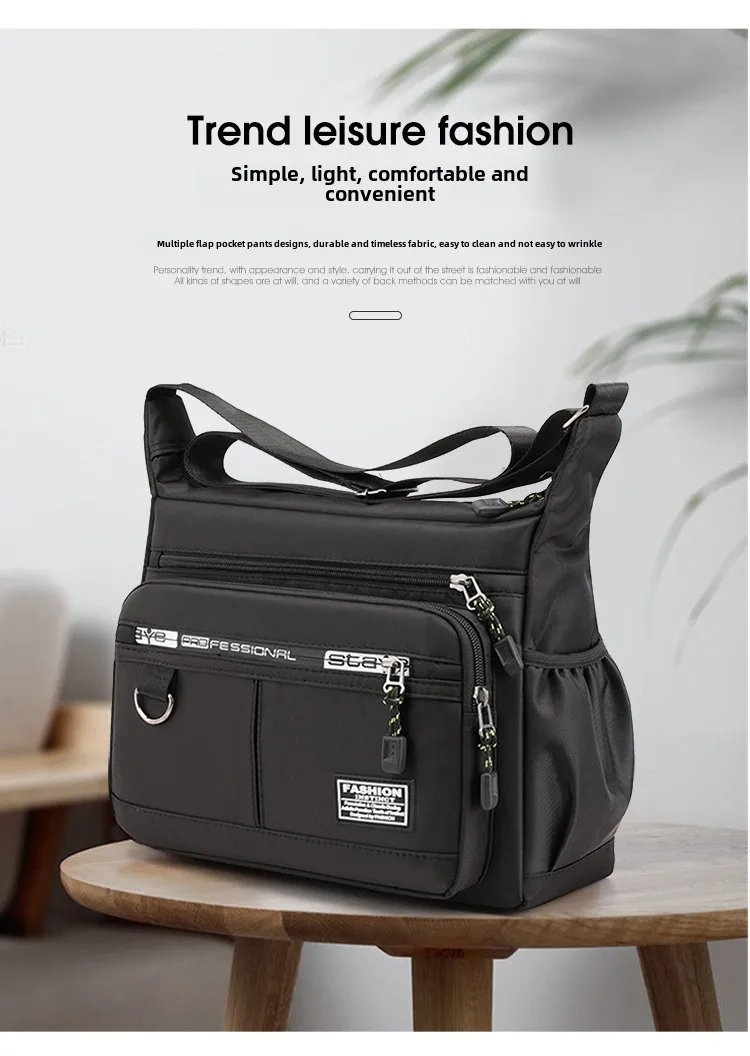 Bolso Oxford hombre - vista frontal con bolsillo multicapa