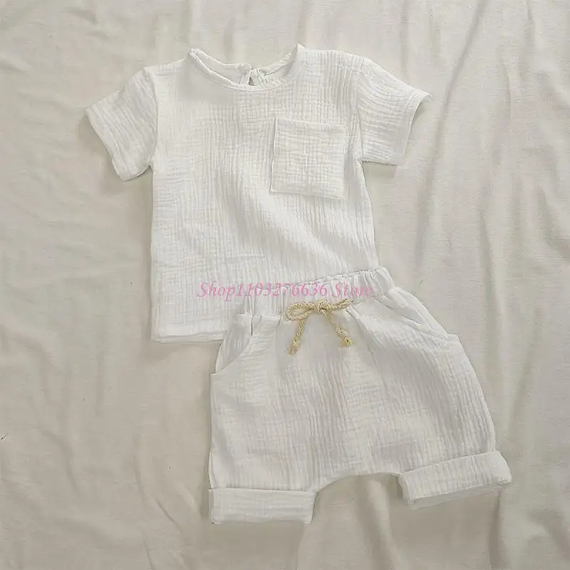 Conjunto de verano en algodón acanalado para bebé – Top y shorts - imagen 3