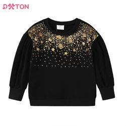 DXTON Sudadera de algodón para niñas con lentejuelas y estrellas